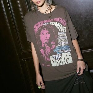 Daydreamer The Doors Strange Nights Are Coming Brown Cotton Band Tee Size M